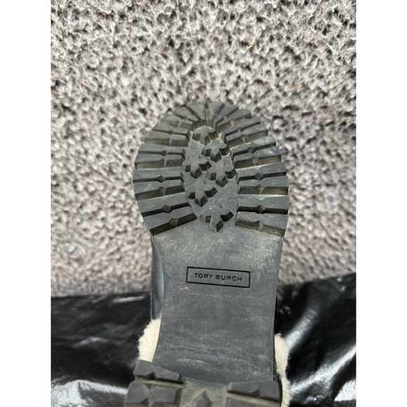 Tory Burch Cooper Suede Shearling Lined Lace-up Boots Black Womens Size 7.5M - Picture 8 of 8